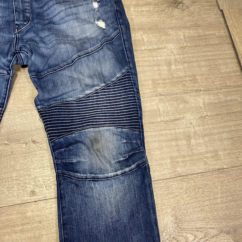 True Religion Jeans Mens 42 Rocco Relaxed Skinny Distressed‎ Biker Moto Stacked